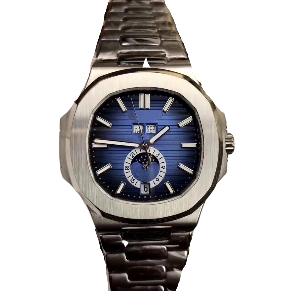 High-end Mechanical Men's Watch Automatic Dual Time Moon Phase Black Blue Sapphire Glass
High-end Mechanical Men's Watch Automatic Dual Time Moon Phase Black Blue Sapphire Glass