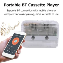 TONIVENT Transparent BT Cassette Player Stereo Auto Reverse Tape Player FM Radio with 3.5mm AUX Input for Home School Travel