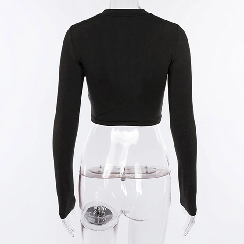 Sexy Women Crop Tops Hollow Out Buckle Long Sleeve Female Bodycon Tops Gothic Punk Black Tops Streetwear Party Lady Tee
Sexy Women Crop Tops Hollow Out Buckle Long Sleeve Female Bodycon Tops Gothic Punk Black Tops Streetwear Party Lady Tee