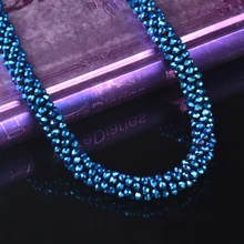 KIOOZOL Fashion Thick CZ String Choker Necklace Blue Black Silver Color Necklace For Women Neck Jewelry Accessories KO2