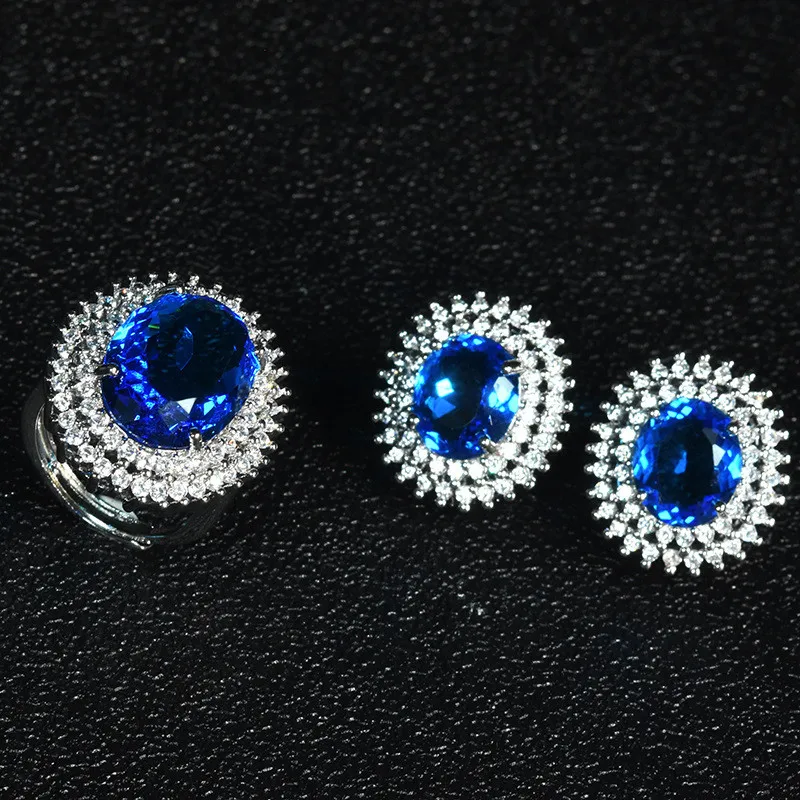 Принцесса Роскошный Синий Кристалл драгоценные камни-сапфиры кулон ожерелья