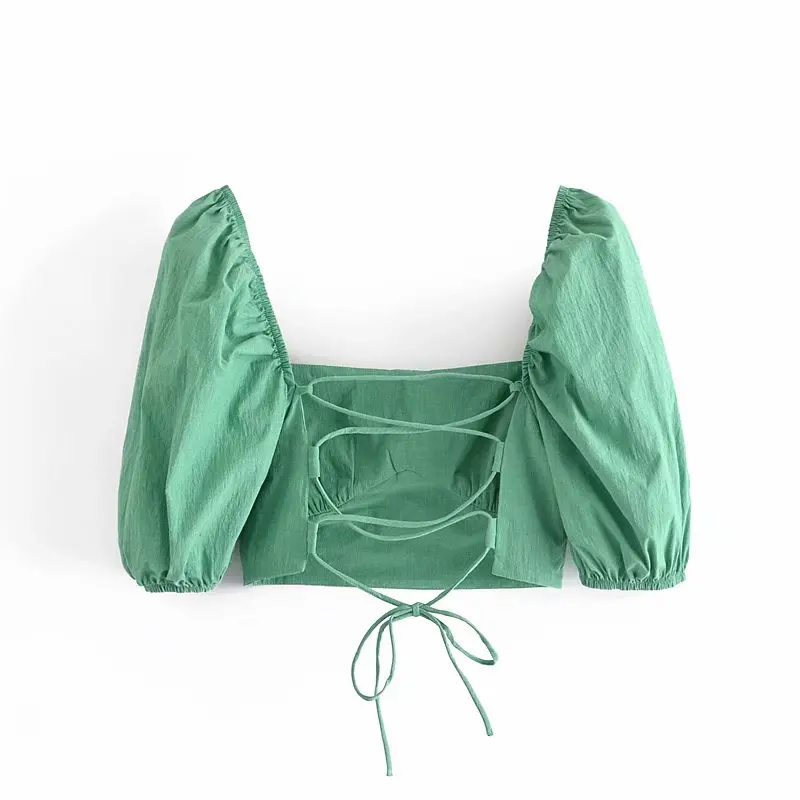 ZA 2021 Summer Women Bandage Blouse Solid Puff Sleeve Shirt Casual Square Collar Short Shirt Ladies Fashion Backless Tops Ropa
ZA 2021 Summer Women Bandage Blouse Solid Puff Sleeve Shirt Casual Square Collar Short Shirt Ladies Fashion Backless Tops Ropa