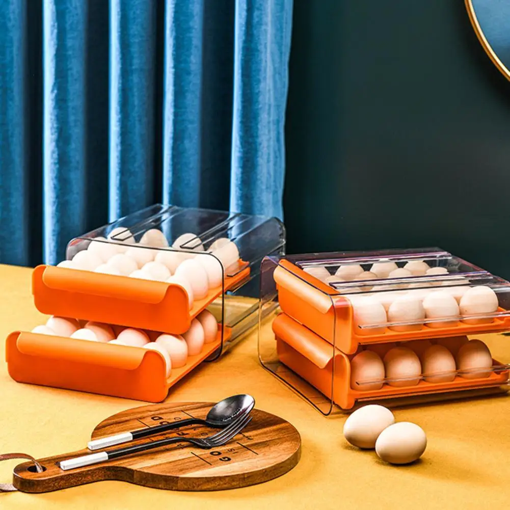 Egg Storage Box Double Layer Egg Tray Practical Airtight PET 32 Grids Fresh Preservation Egg Organizer for Home Fridge Wholesale
Egg Storage Box Double Layer Egg Tray Practical Airtight PET 32 Grids Fresh Preservation Egg Organizer for Home Fridge Wholesale