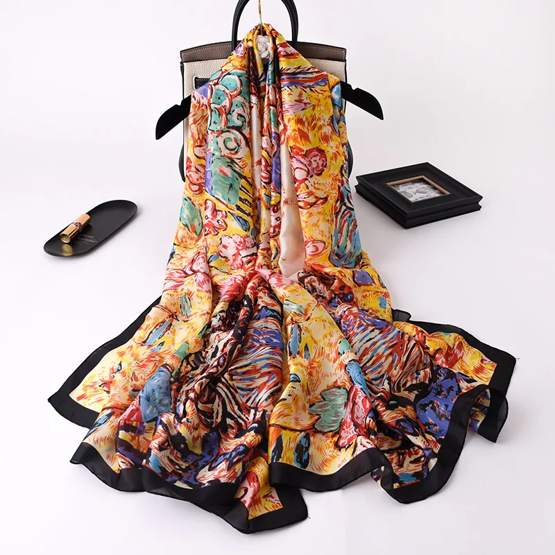 2021 Female Travel Bandana Shawl Summer Korean Style Print Sunscreen Satin Silk Scarf Fashion 180X90CM Neckerchief Beach Towel
2021 Female Travel Bandana Shawl Summer Korean Style Print Sunscreen Satin Silk Scarf Fashion 180X90CM Neckerchief Beach Towel