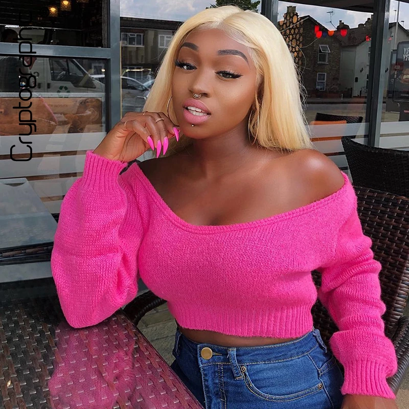 Cryptographic 2020 Autumn Winter Pullover Sweaters Long Sleeve Solid Sexy Crop Tops Fashion Slash Neck Knitted Sweaters Female
Cryptographic 2020 Autumn Winter Pullover Sweaters Long Sleeve Solid Sexy Crop Tops Fashion Slash Neck Knitted Sweaters Female