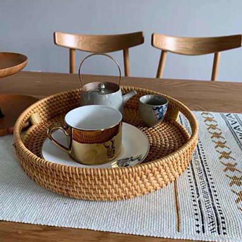 2 Pcs Rattan Basket Handmade Fruit Basket Binaural Snack Plate Pastoral Woven Basket Storage Basket, Large & Small
2 Pcs Rattan Basket Handmade Fruit Basket Binaural Snack Plate Pastoral Woven Basket Storage Basket, Large & Small