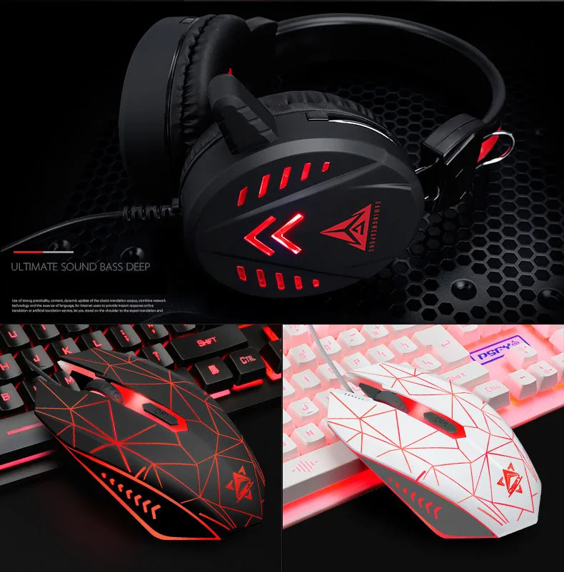 Mechanical Wired USB Keyboard And Mouse Headset Three-piece Suit Desktop Computer Notebook Gaming Peripherals E-sports | Компьютеры и