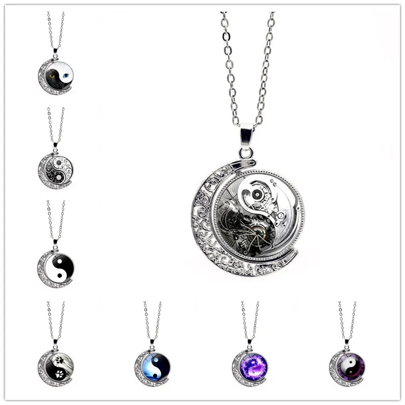 Vintage Chinese Style Yin Yang Tai Chi Crescent Moon Rotation Pendant Necklace Women Jewelry Trendy Hot Classic
Vintage Chinese Style Yin Yang Tai Chi Crescent Moon Rotation Pendant Necklace Women Jewelry Trendy Hot Classic