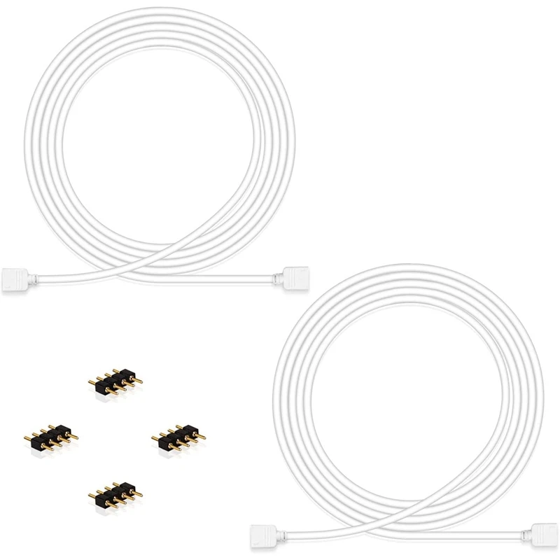 2 Pack 2M RGB Extension Cable LED Strip Connector With 4 Pack 4 Male Pin Connector For 5050 3528 RGB LED Strip Light
2 Pack 2M RGB Extension Cable LED Strip Connector With 4 Pack 4 Male Pin Connector For 5050 3528 RGB LED Strip Light