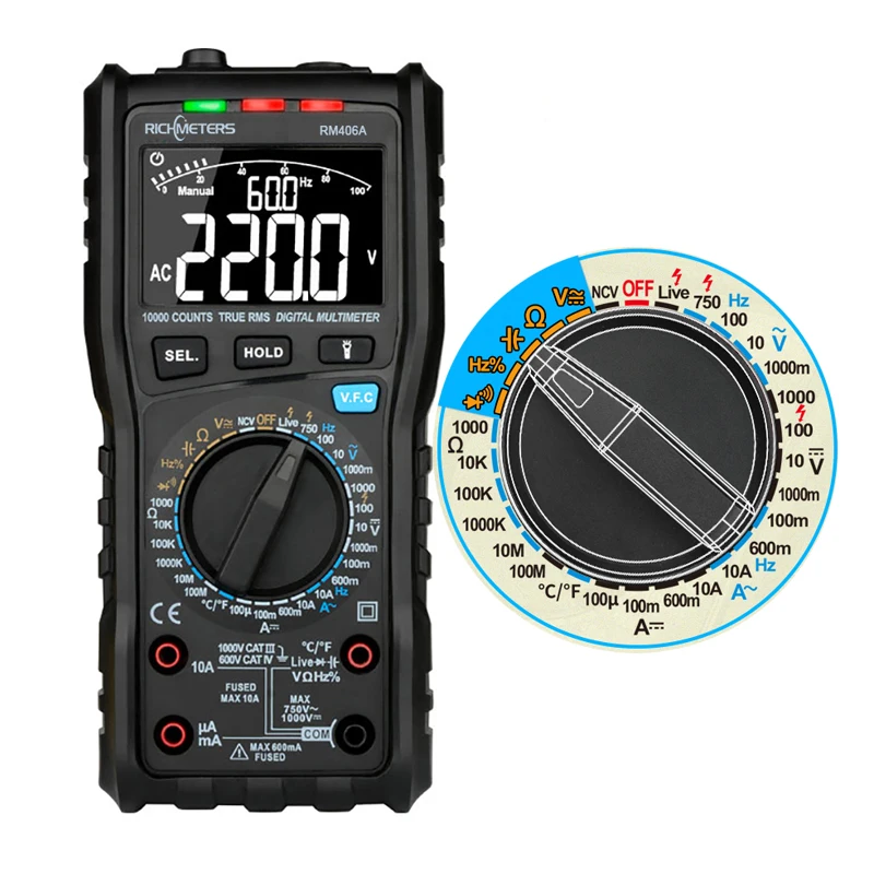 RM406A Digital Multimeter Tester Capacitance Fast Speed DC DC multimetro digital profissional Anti-burn Alarm
RM406A Digital Multimeter Tester Capacitance Fast Speed DC DC multimetro digital profissional Anti-burn Alarm
