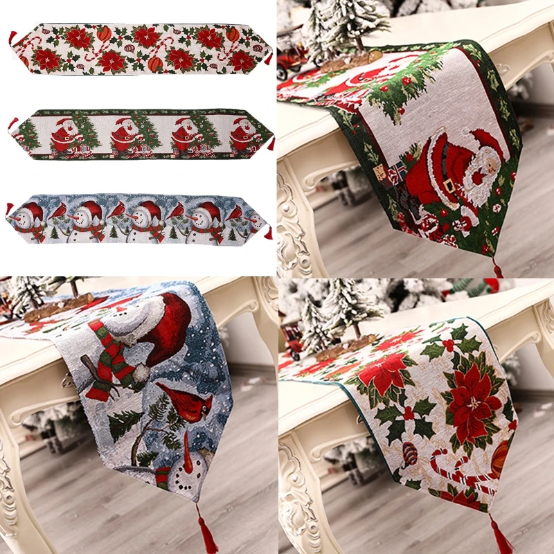 Christmas Santa Snowman Table Runner Flag Tablecloth Placemat Tassel Embroidery Home Party Decorations
Christmas Santa Snowman Table Runner Flag Tablecloth Placemat Tassel Embroidery Home Party Decorations