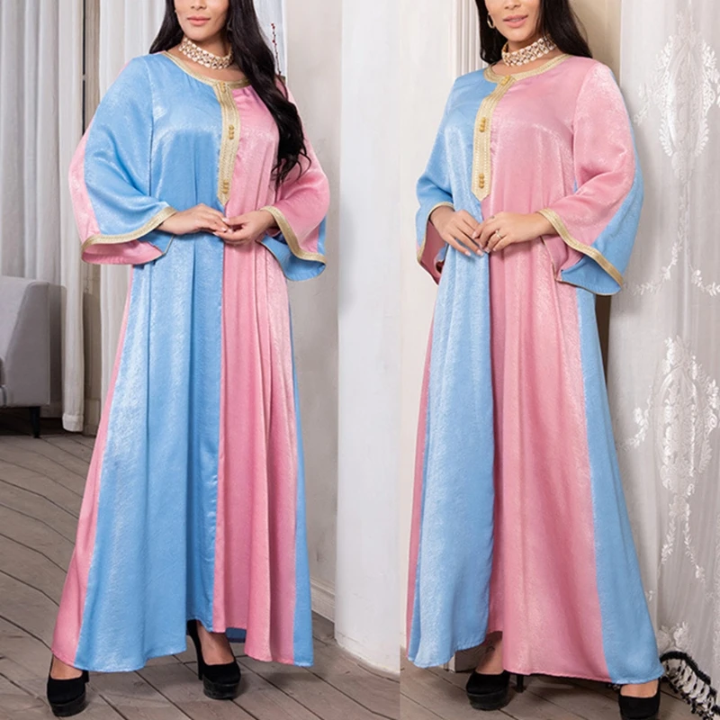 Women's Pink-Blue Casual Long Sleeve Embroidery Dress Loose Abaya Kaftan Ramadan Robes Moroccan Gowns for Party
Women's Pink-Blue Casual Long Sleeve Embroidery Dress Loose Abaya Kaftan Ramadan Robes Moroccan Gowns for Party
