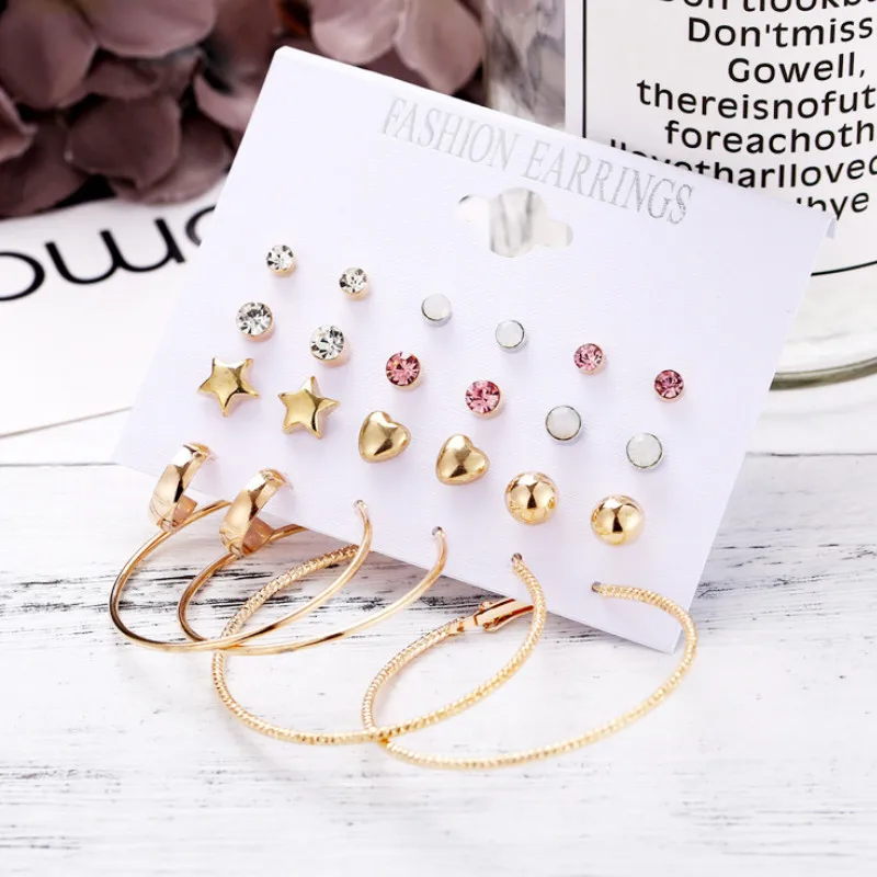 2021 Fashion 12 Pair/set Rock Exaggerated Crystal Earrings Set for Women Party Jewelry 
2021 Fashion 12 Pair/set Rock Exaggerated Crystal Earrings Set for Women Party Jewelry