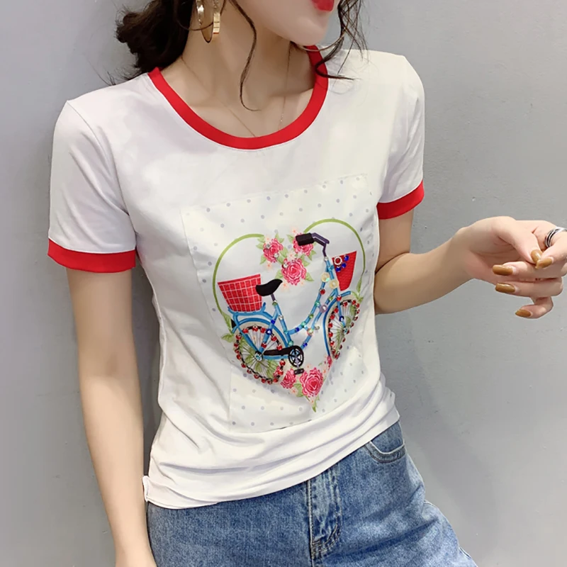 Diamonds T-Shirt White Cartoon Tees And Tops Cotton T Shirt Women Short Sleeve Summer 2020 New Clothing Womens Tee Shirt Femme
Diamonds T-Shirt White Cartoon Tees And Tops Cotton T Shirt Women Short Sleeve Summer 2020 New Clothing Womens Tee Shirt Femme