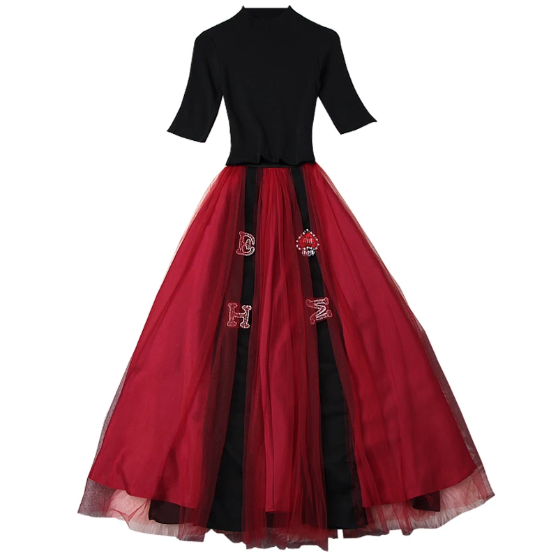 Slim Clothing Set Runway 2019 New High Quality Ladies Summer Spring Work Womens Sets Knitting T Shirt Sweet Long Half Skirt Suit
Slim Clothing Set Runway 2019 New High Quality Ladies Summer Spring Work Womens Sets Knitting T Shirt Sweet Long Half Skirt Suit