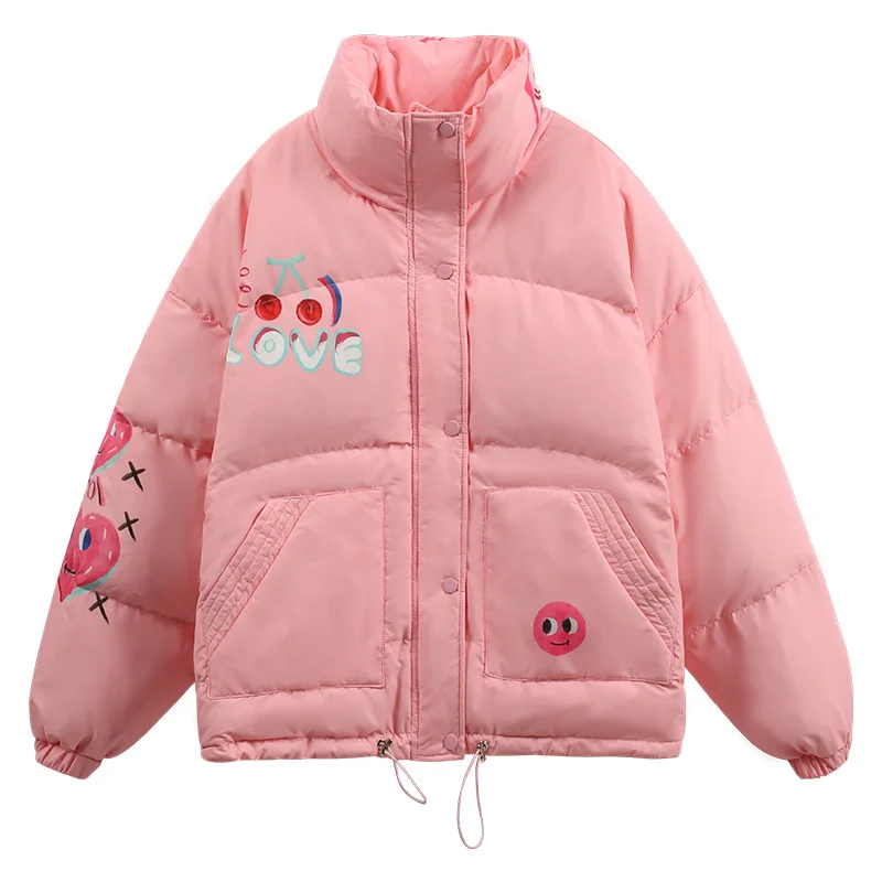 Short Parka Women Winter Jacket Fashion Graffiti Print Down High Quality Loose Thick Warm Casual Cotton Coat Female Zipper
Short Parka Women Winter Jacket Fashion Graffiti Print Down High Quality Loose Thick Warm Casual Cotton Coat Female Zipper