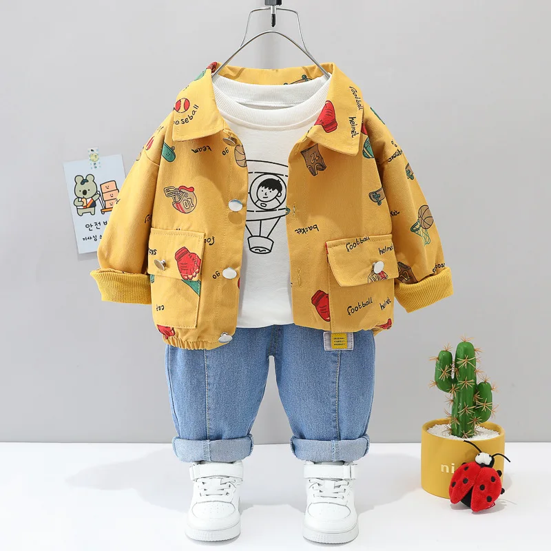 0-4 years old autumn new cartoon boys jacket T-shirt Pants Set Toddler Boys fashion cartoon 3-piece set of foreign fashion child
0-4 years old autumn new cartoon boys jacket T-shirt Pants Set Toddler Boys fashion cartoon 3-piece set of foreign fashion child