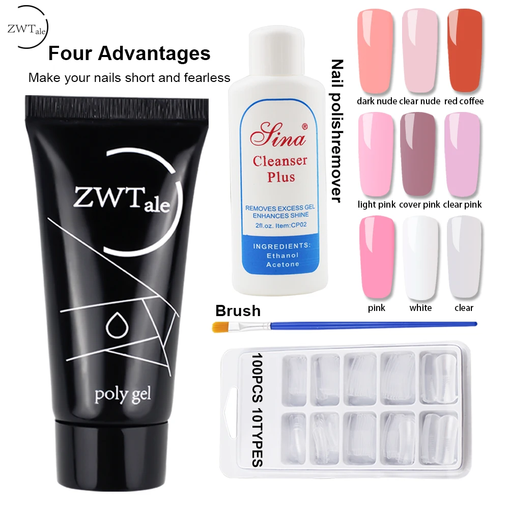 ZWTale 30g Polygel наращивания ногтей акрилом поли гель лак набор с украшением в виде