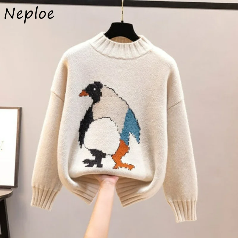Loose Outer Wear Long Sleeve Knitted Pullover Tops Mujer 2021 New Winter Tops Thicken Cartoon Jacquard Woman Sweaters
Loose Outer Wear Long Sleeve Knitted Pullover Tops Mujer 2021 New Winter Tops Thicken Cartoon Jacquard Woman Sweaters