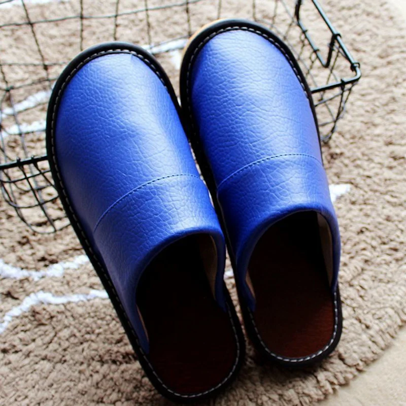 Simple Blue Leather Slippers For Home Slides Shoes Men's Autum Winter Home Slippers Male Man Scuff Backless Couple Slipper 2021
Simple Blue Leather Slippers For Home Slides Shoes Men's Autum Winter Home Slippers Male Man Scuff Backless Couple Slipper 2021