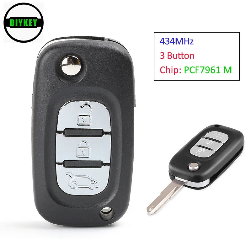 DIYKEY Remote Key 3 Button Fob 434MHz PCF7961M for Renault Symbol Megane 3 Captur Kadjar 2013 2014 2015 2016 2017
DIYKEY Remote Key 3 Button Fob 434MHz PCF7961M for Renault Symbol Megane 3 Captur Kadjar 2013 2014 2015 2016 2017