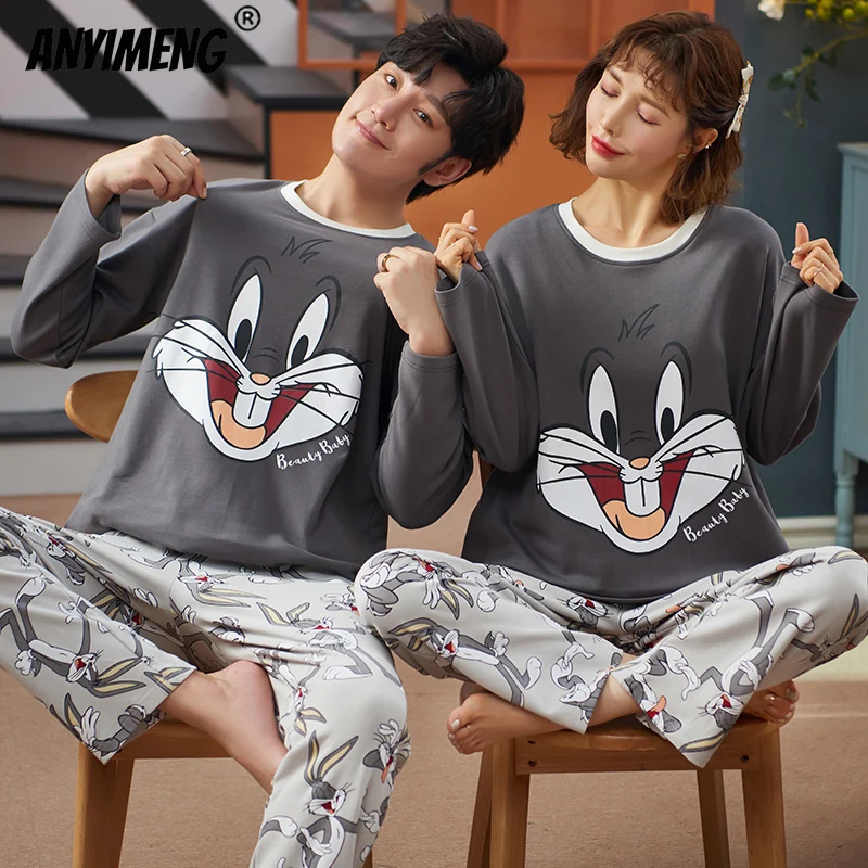 Cotton Sleepwear Spring Autumn Long Sleeve Cartoon Printing Couple's Nightwear Couple Pajama New Fashion Mens Womens Loungewear
Cotton Sleepwear Spring Autumn Long Sleeve Cartoon Printing Couple's Nightwear Couple Pajama New Fashion Mens Womens Loungewear