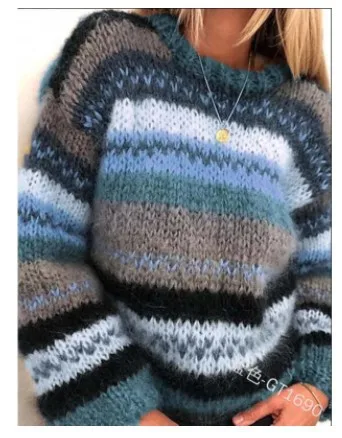 Autumn and Winter Thick Warm Sweater Rainbow Loose Casual Fashion Pullover Color Diverse Sweater Women's Clothing S-3XL
Autumn and Winter Thick Warm Sweater Rainbow Loose Casual Fashion Pullover Color Diverse Sweater Women's Clothing S-3XL