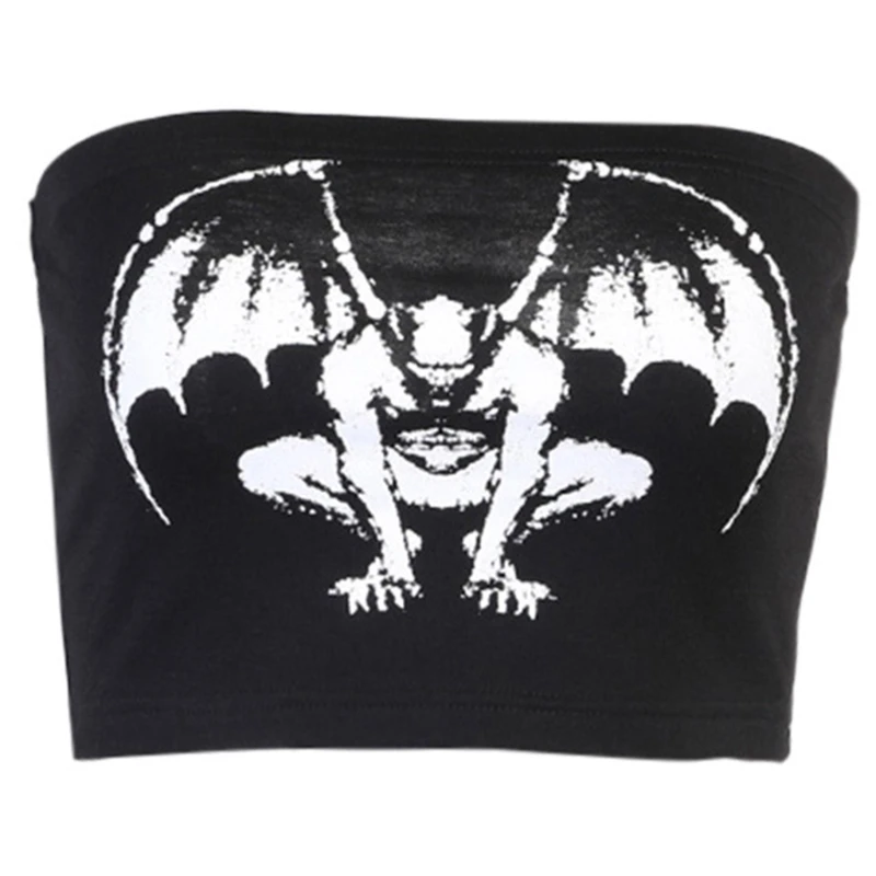 Women Sexy Strapless Crop Tube Top Gothic Punk Demon Devil Print Bandeau Harajuku Wrapped Chest Slim Vest Shirt Clubwear
Women Sexy Strapless Crop Tube Top Gothic Punk Demon Devil Print Bandeau Harajuku Wrapped Chest Slim Vest Shirt Clubwear