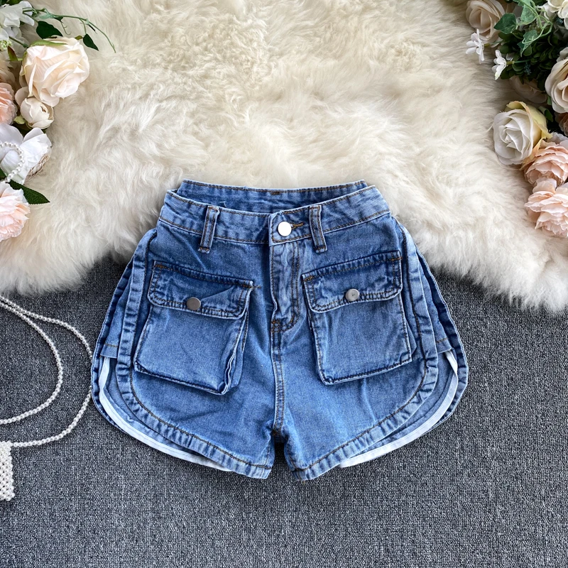 Popular Short Retro Design Big Pockets Denim Shorts Women Summer Wide Leg Sexy Denim Shorts
Popular Short Retro Design Big Pockets Denim Shorts Women Summer Wide Leg Sexy Denim Shorts