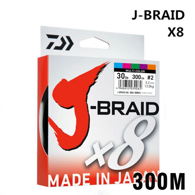 

DAIWA 8 Braided Fishing Line - Length:300m/330yds, Diameter:0.2mm-0.42mm,size:30-100lb Japan PE braided line J-Braid Line