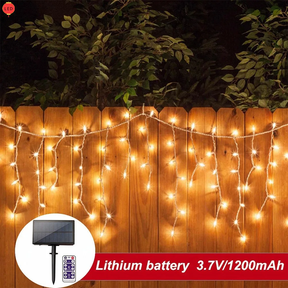 LED Solar String Light 8-Mode Waterproof Fairy Lights Curtain Icicle Lights with Remote Control Home Party Christmas Decoration
LED Solar String Light 8-Mode Waterproof Fairy Lights Curtain Icicle Lights with Remote Control Home Party Christmas Decoration