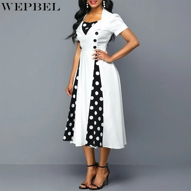 WEPBEL Square Collar Dress Women's Polka Dot Slim-Fit Patchwork Dress Summer Vintage Short Sleeve High Waist Pleated Dress
WEPBEL Square Collar Dress Women's Polka Dot Slim-Fit Patchwork Dress Summer Vintage Short Sleeve High Waist Pleated Dress