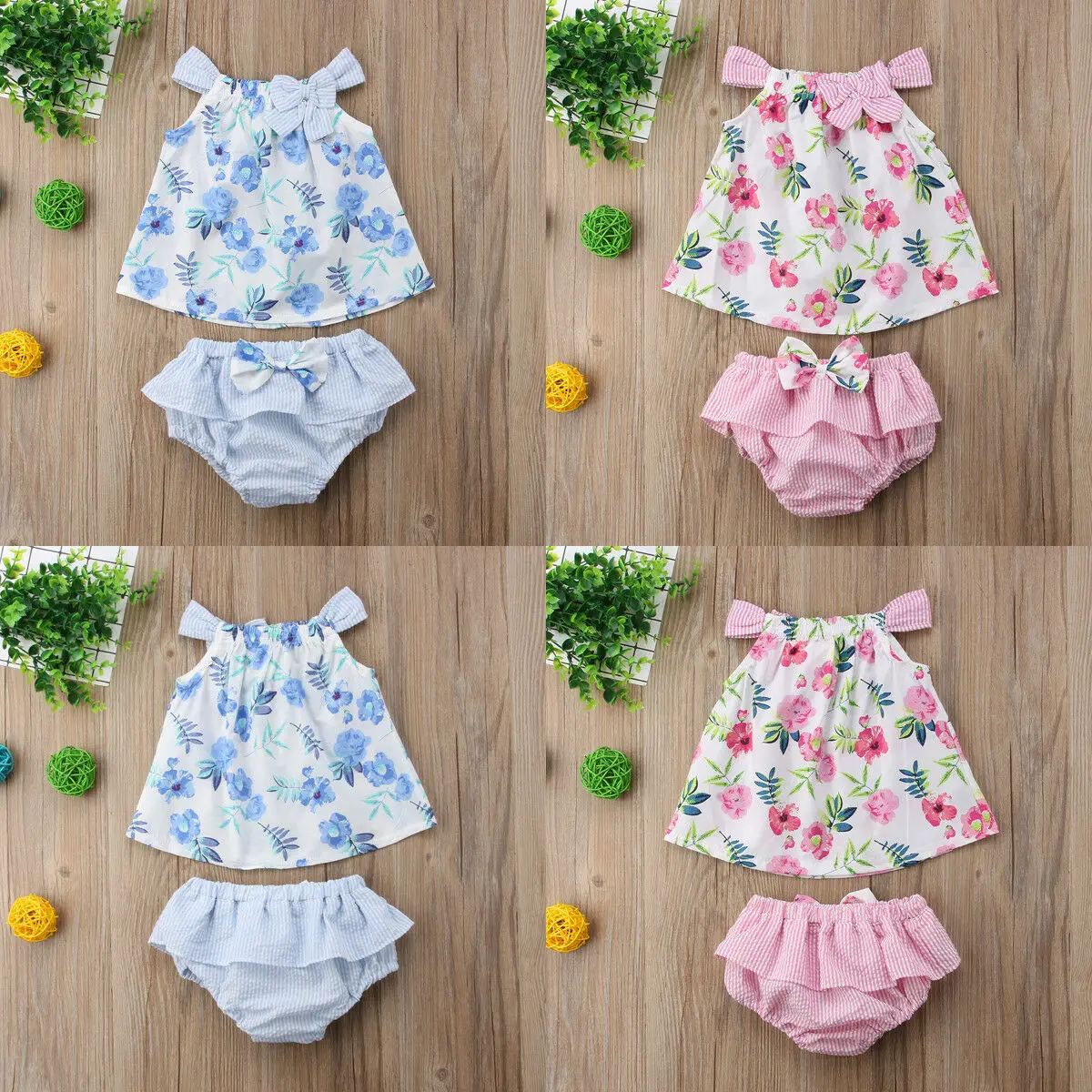 2Pcs Toddler Baby Girl Clothes Bowknot Floral sleeveless Vest + striped Shorts Summer Outfits Set clothes 
2Pcs Toddler Baby Girl Clothes Bowknot Floral sleeveless Vest + striped Shorts Summer Outfits Set clothes