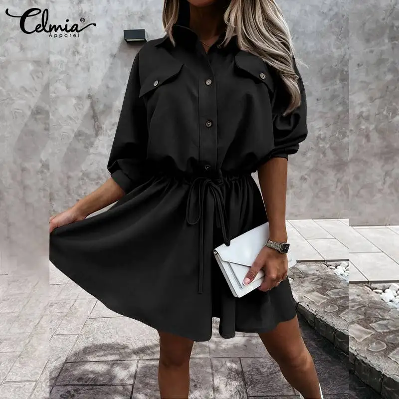 2022 женское элегантное платье-рубашка Celmia на шнуровке с лацканами и высокой талией и рукавом 3/4, вечернее Бандажное платье-мини на пуговицах ...
2022 женское элегантное платье-рубашка Celmia на шнуровке с лацканами и высокой талией и рукавом 3/4, вечернее Бандажное платье-мини на пуговицах ...