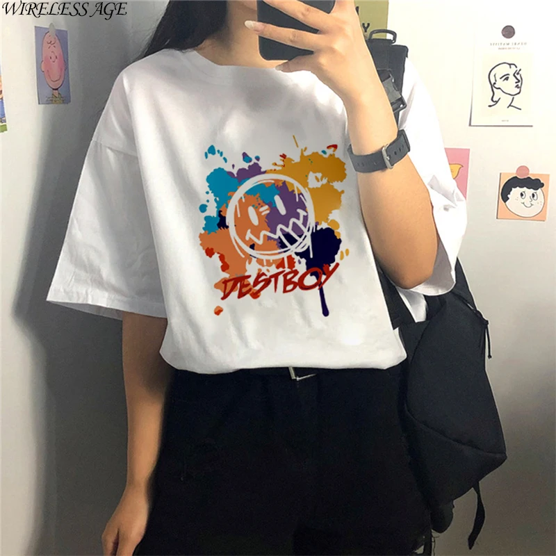 WIRELESS AGE T Shirt Women Short Sleeve Round Neck Animation Letters Printed Loose Harajuku Women's Tops New Summer Fashion Wild
WIRELESS AGE T Shirt Women Short Sleeve Round Neck Animation Letters Printed Loose Harajuku Women's Tops New Summer Fashion Wild