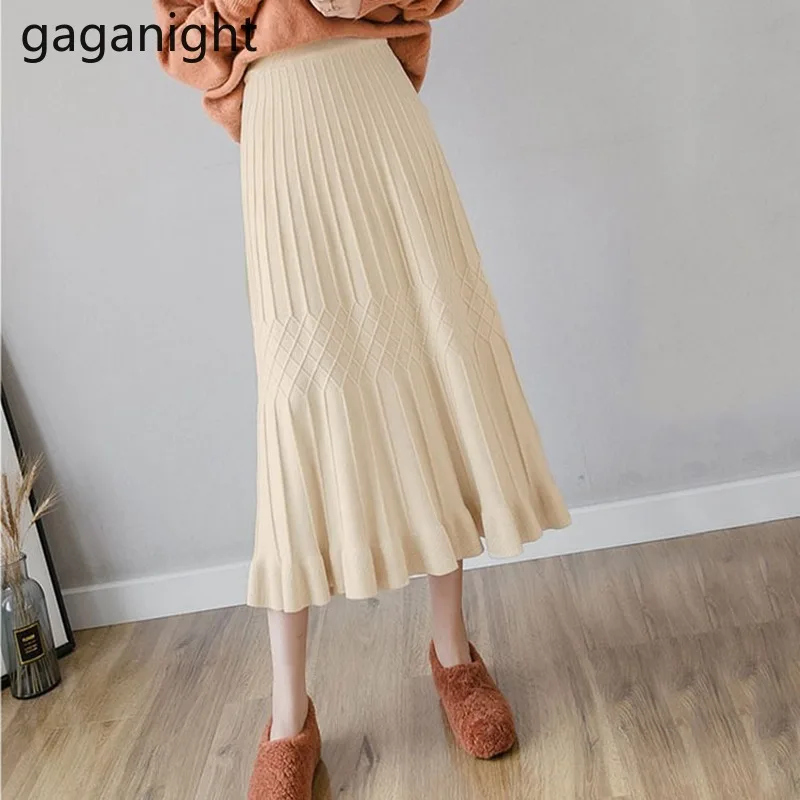 Gaganight Autumn Winter Women Knitted Long Skirt Ruffles Solid Lady Chic Stretchy Skirts High Waist Pleated Faldas Dropshipping 
Gaganight Autumn Winter Women Knitted Long Skirt Ruffles Solid Lady Chic Stretchy Skirts High Waist Pleated Faldas Dropshipping