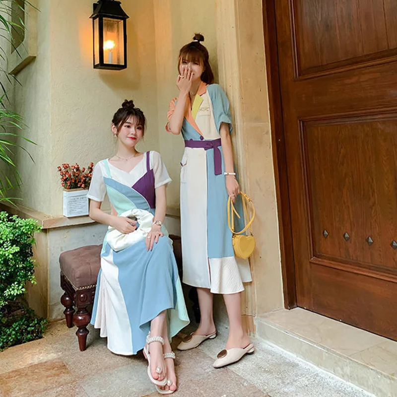 Sister Fara Chic Lace Up Patchwork Women's Dress 2021 Summer Notched Asymmetrical Mid Dress Short Sleeve Casual Women's Dresses
Sister Fara Chic Lace Up Patchwork Women's Dress 2021 Summer Notched Asymmetrical Mid Dress Short Sleeve Casual Women's Dresses