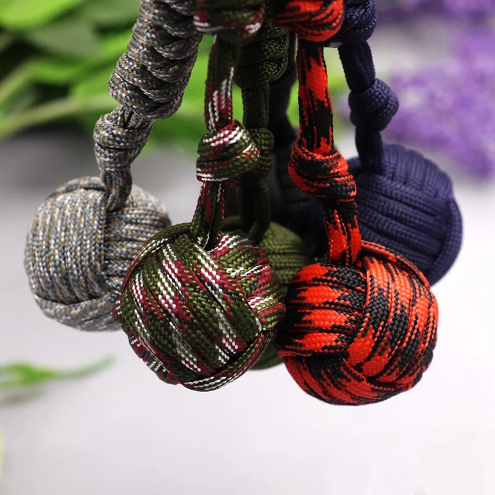 Фото Открытый стальной шар Paracord для девочек Самозащита брелок из Паракорда шнурок