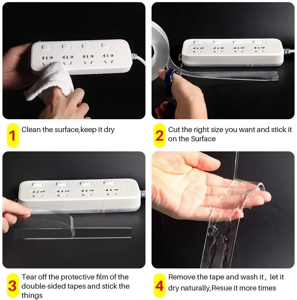 1/2/3/5M Nano Tracsless Tape Double Sided Tape No Trace Reusable Waterproof Adhesive Tape Cleanable Home Kitchen Bathroom Tapes
1/2/3/5M Nano Tracsless Tape Double Sided Tape No Trace Reusable Waterproof Adhesive Tape Cleanable Home Kitchen Bathroom Tapes