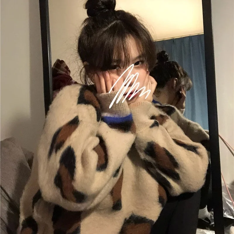 Vintage Leopard Print Women's Sweater New Autumn and Winter Wear Thickened Sweater Cropped Sweater
Vintage Leopard Print Women's Sweater New Autumn and Winter Wear Thickened Sweater Cropped Sweater