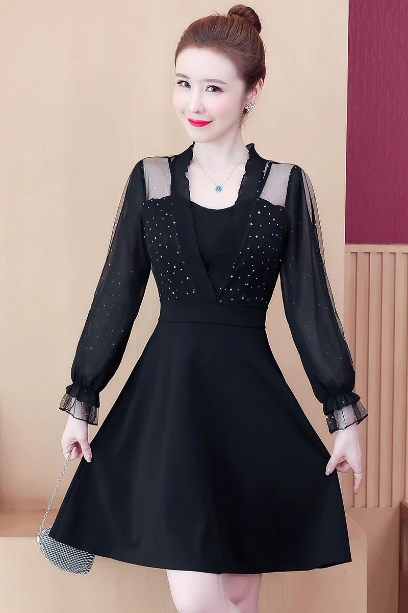 COIGARSAM 5XL Plus Size Fashion Ruffles Women one-piece dress korean Spring Patchwork Mesh Dresses 6308
COIGARSAM 5XL Plus Size Fashion Ruffles Women one-piece dress korean Spring Patchwork Mesh Dresses 6308