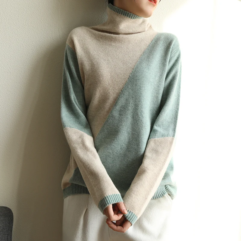 ATTYYWS 100% wool sweater women's high neck loose wild knitted long-sleeved sweater autumn and winter jacket pullover sweater
ATTYYWS 100% wool sweater women's high neck loose wild knitted long-sleeved sweater autumn and winter jacket pullover sweater