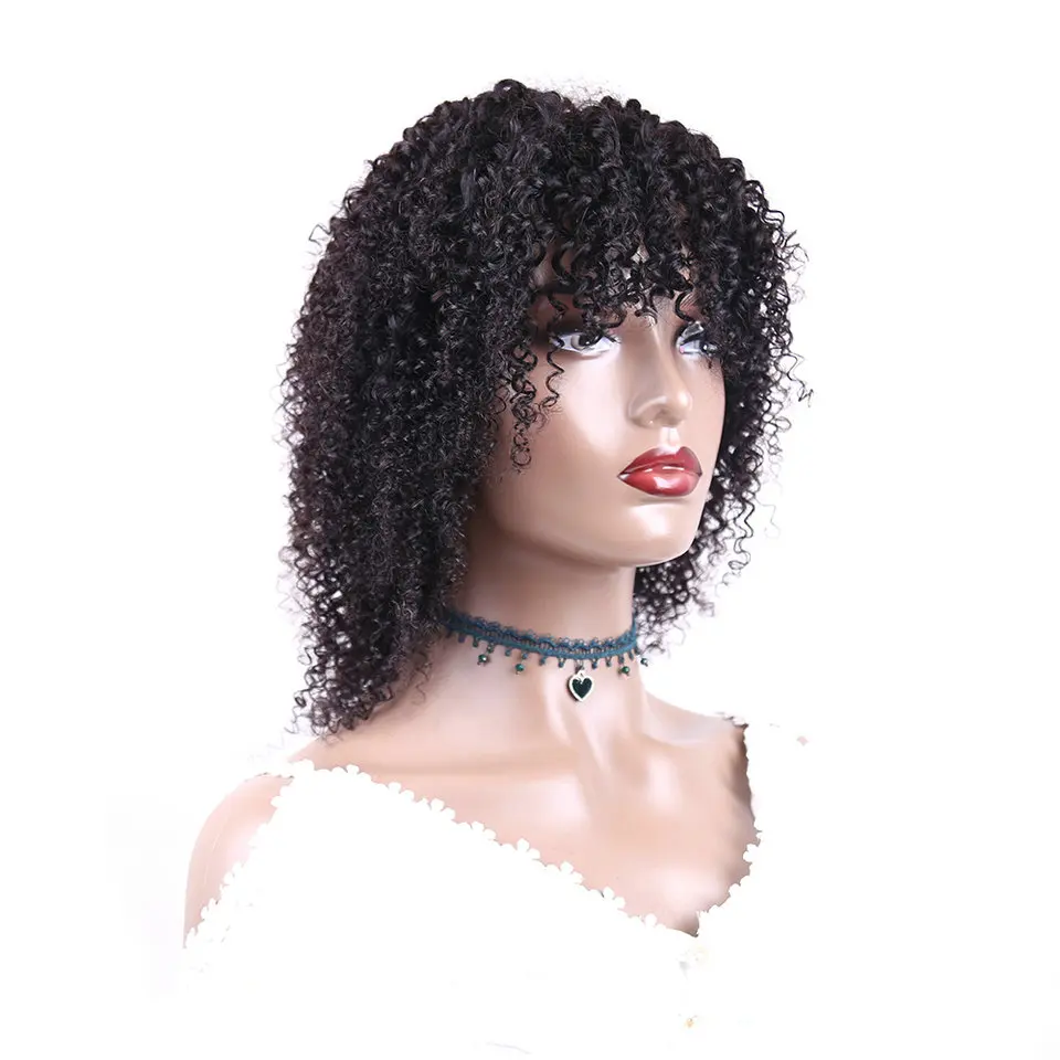 Glueless Kinky Curly Human Hair Wigs Malaysian Full Machine Made Curly Human Hair Wigs With Bangs For Black Women 8-26 Inch
Glueless Kinky Curly Human Hair Wigs Malaysian Full Machine Made Curly Human Hair Wigs With Bangs For Black Women 8-26 Inch