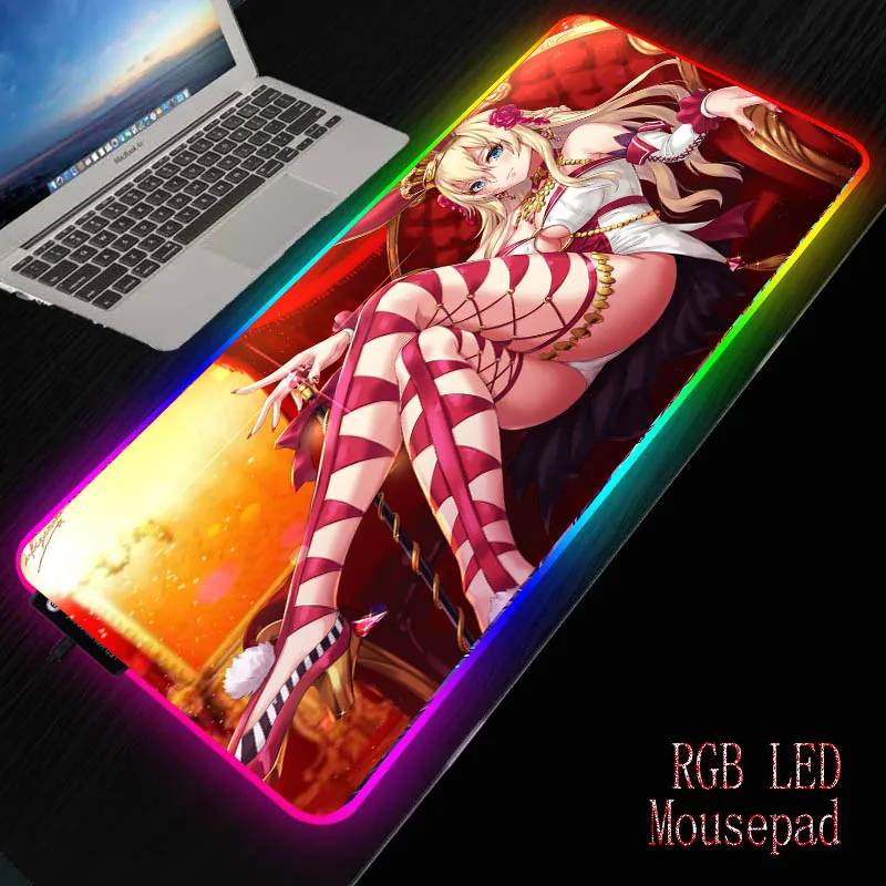 XGZ Сексуальная аниме девушка Gaming Keyboard RGB геймер большой коврик для мыши с