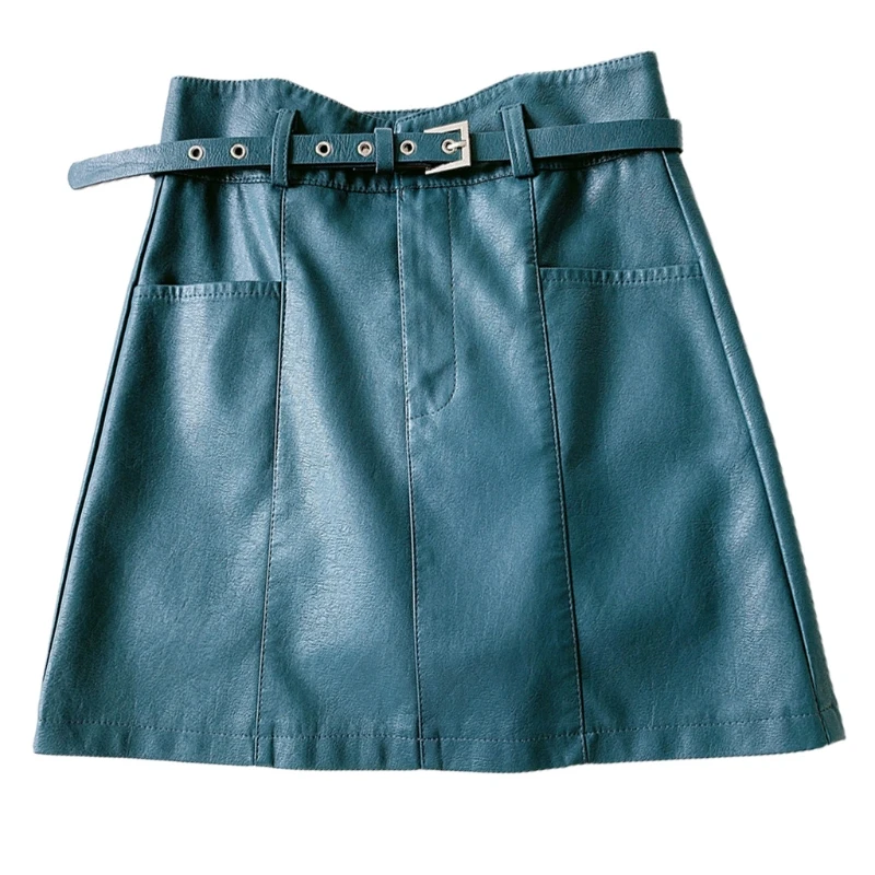 Women Autumn Imitation Leather High Waist A-Line Mini Skirt with Belt Pockets Sexy Solid Color Button Zipper Slim Vintage Club
Women Autumn Imitation Leather High Waist A-Line Mini Skirt with Belt Pockets Sexy Solid Color Button Zipper Slim Vintage Club
