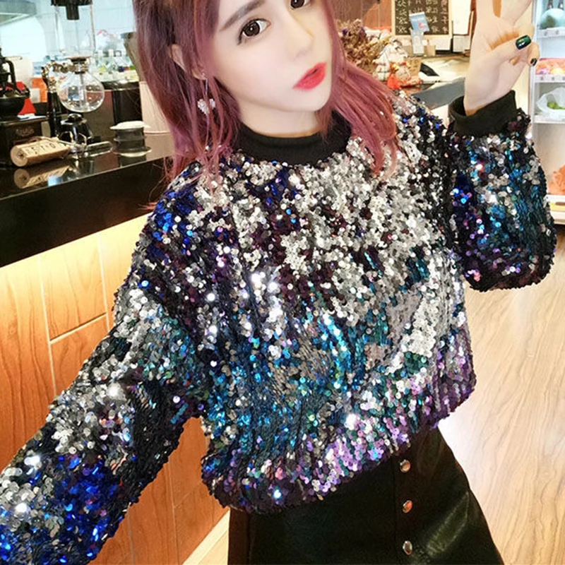 Women T-shirt Spring Summer new beaded thin sequins women's t-shirt tops women's loose pullover women's t-shirt JK26 
Women T-shirt Spring Summer new beaded thin sequins women's t-shirt tops women's loose pullover women's t-shirt JK26