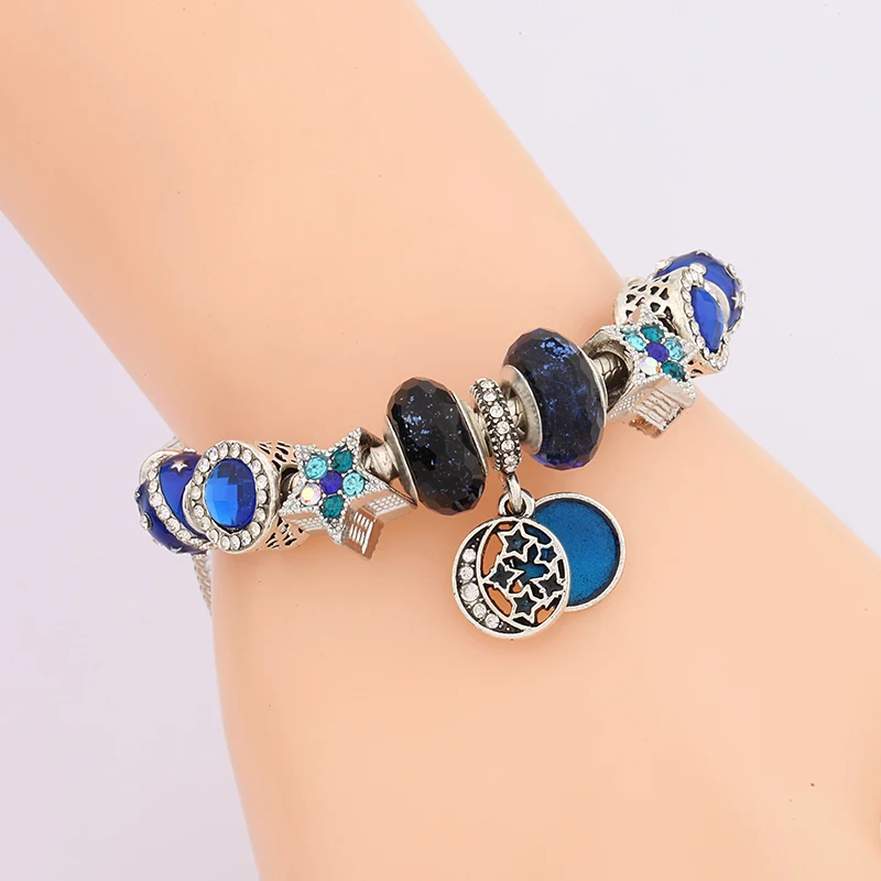 Темно-синий браслет с бусинами, классический браслет с цепочкой в виде звезды и Луны, модный подарок для мужчин и детей
Темно-синий браслет с бусинами, классический браслет с цепочкой в виде звезды и Луны, модный подарок для мужчин и детей