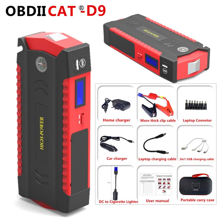 Newest OBDIICAT-D9 Car Jump Starter Peak 600A Mini Portable Charger Power Bank Gasoline up 6.0L Diesel up to 4.0L all 0.1S Atart
Newest OBDIICAT-D9 Car Jump Starter Peak 600A Mini Portable Charger Power Bank Gasoline up 6.0L Diesel up to 4.0L all 0.1S Atart