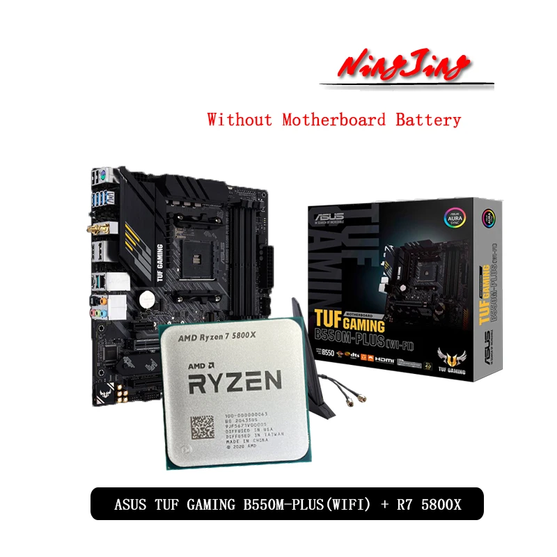 Материнская плата AMD Ryzen 7 5800X R7 CPU + ASUS TUF GAMING B550M PLUS (Wi Fi) подходит для Socket AM4 новая но