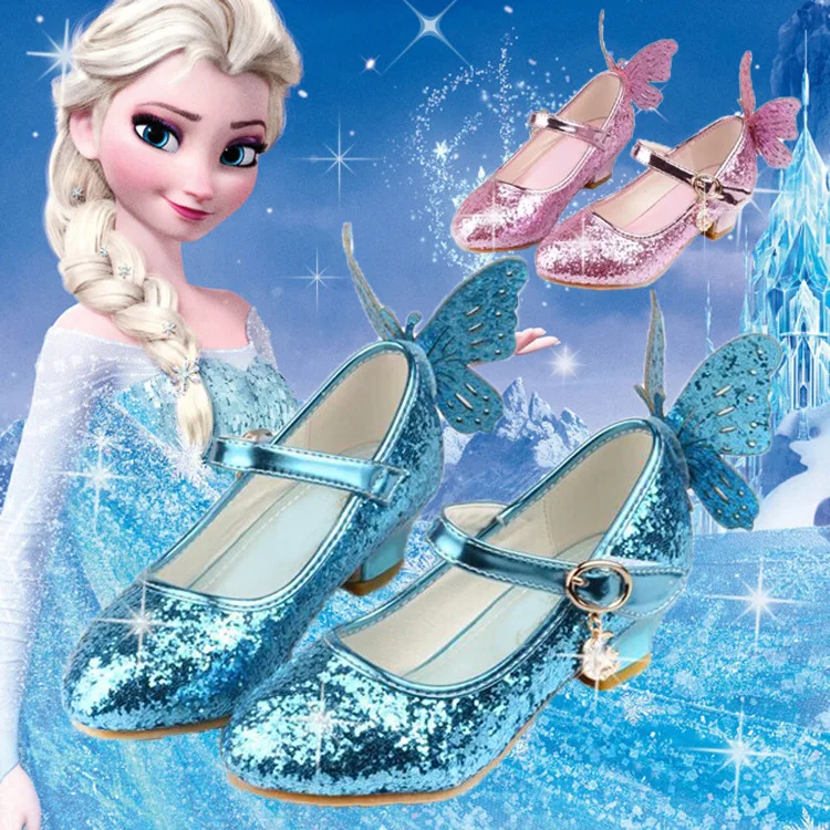 Туфли Disney Холодное сердце новинка принцесса Эльзы весна-осень розовые синие